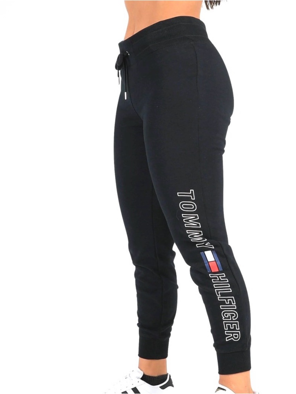 Tommy Hilfiger Black Logo Track Joggers with Flag Detail